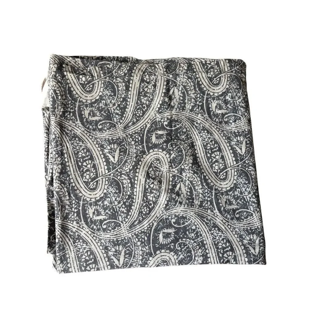 Pottery Barn Finley Paisley Duvet Cover‎ King Cotton Linen Cream Gray